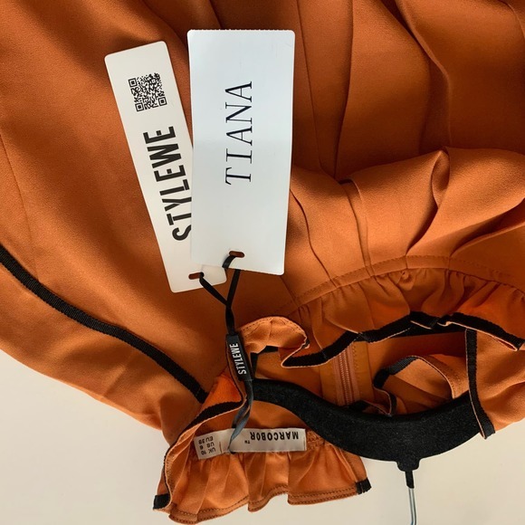 MARCOBOR Orange‎ & Black Tiana Ruffle Midi Pencil Dress - NWT - Picture 12 of 15